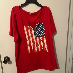 Red American Flag Graphic T-Shirt